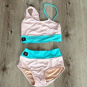 Kandi Kouture set child 5-6 baby pink and teal